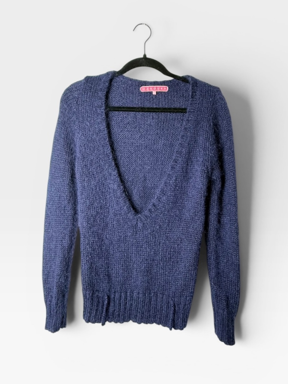Manoush Mohair Navy Blue V Neck Sweater Size Medium (S)